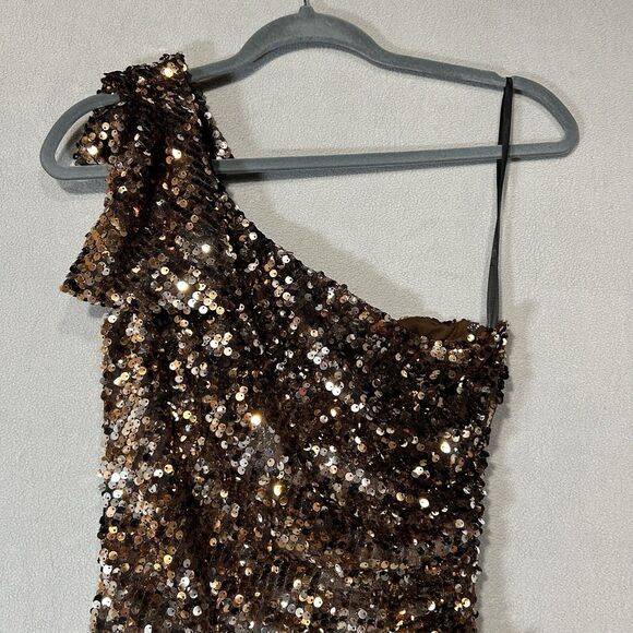 Gold Sequins Mini‎ Dress Size 3 Juniors Homecoming Party Prom mermaidcore Fairy - Picture 4 of 9